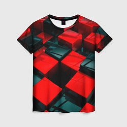 Женская футболка Кубы геометрии красный и чёрный