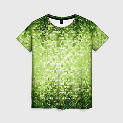 Женская футболка Геометрическое зелёное искажение в пространстве