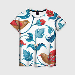 Женская футболка Узоры и птицы