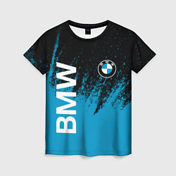 Женская футболка Bmw голубые брызги