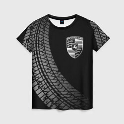 Женская футболка Porsche tire tracks