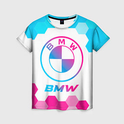 Футболка женская BMW neon gradient style, цвет: 3D-принт