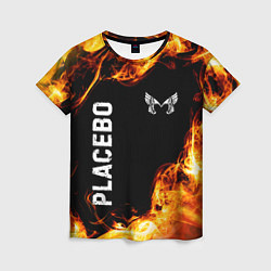Женская футболка Placebo и пылающий огонь