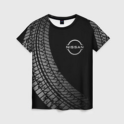 Женская футболка Nissan tire tracks