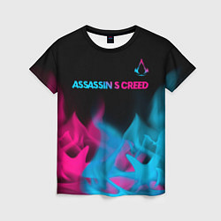 Футболка женская Assassins Creed - neon gradient: символ сверху, цвет: 3D-принт