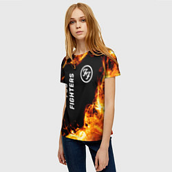 Футболка женская Foo Fighters и пылающий огонь, цвет: 3D-принт — фото 2