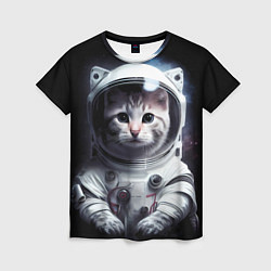 Женская футболка Котенок космонавт
