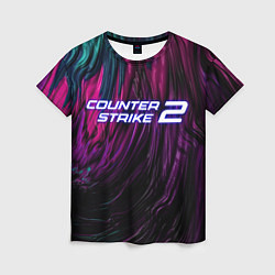 Женская футболка Counter strike 2 цветная абстракция