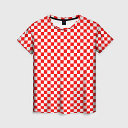 Футболка женская Красные и белые квадраты, цвет: 3D-принт