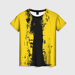 Женская футболка Вертикальная черно-желтая полоса Cyberpunk 2077