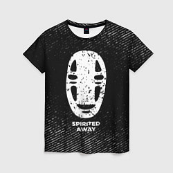 Женская футболка Spirited Away с потертостями на темном фоне