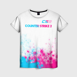 Женская футболка Counter Strike 2 neon gradient style: символ сверх