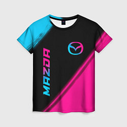 Женская футболка Mazda - neon gradient: надпись, символ