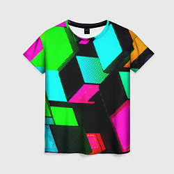Женская футболка Неоновые светящиеся кубики
