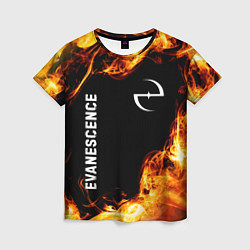 Женская футболка Evanescence и пылающий огонь
