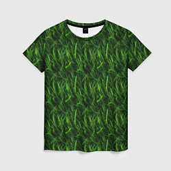 Женская футболка Сочный узор из зеленой травки