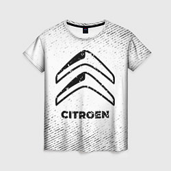 Женская футболка Citroen с потертостями на светлом фоне