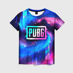Женская футболка PUBG неоновый космос
