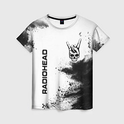 Женская футболка Radiohead и рок символ на светлом фоне