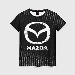 Женская футболка Mazda с потертостями на темном фоне