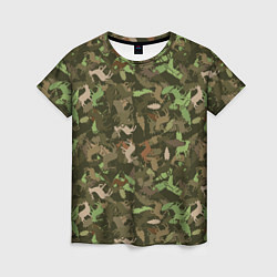 Женская футболка Олени и дубовые листья - камуфляж
