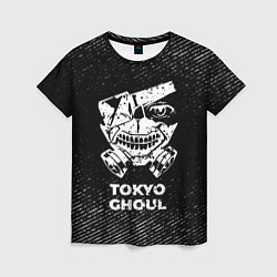 Женская футболка Tokyo Ghoul с потертостями на темном фоне