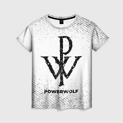 Женская футболка Powerwolf с потертостями на светлом фоне