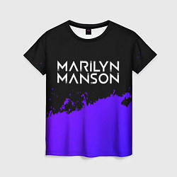 Женская футболка Marilyn Manson purple grunge