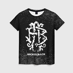 Женская футболка Nickelback с потертостями на темном фоне