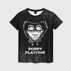 Женская футболка Poppy Playtime с потертостями на темном фоне