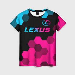 Футболка женская Lexus - neon gradient: символ сверху, цвет: 3D-принт