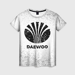 Женская футболка Daewoo с потертостями на светлом фоне