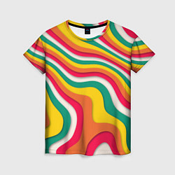 Женская футболка Множество красочных линий