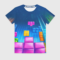 Футболка женская Падающие сверху блоки тетриса, цвет: 3D-принт