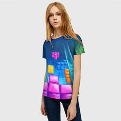 Футболка женская Падающие сверху блоки тетриса, цвет: 3D-принт — фото 2