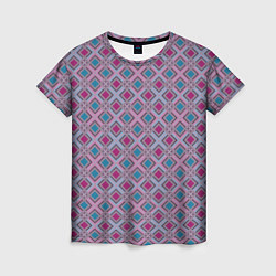 Женская футболка Геометрический узор в темных красном и синем цвете