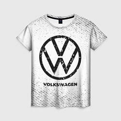 Футболка женская Volkswagen с потертостями на светлом фоне, цвет: 3D-принт