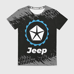Футболка женская Jeep в стиле Top Gear со следами шин на фоне, цвет: 3D-принт