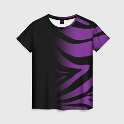 Женская футболка Фиолетовый с черными полосками зебры
