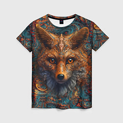 Футболка женская Морда лисы на фрактальных узорах, цвет: 3D-принт
