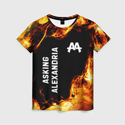 Женская футболка Asking Alexandria и пылающий огонь