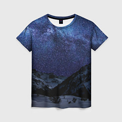 Женская футболка Снежные горы и космос