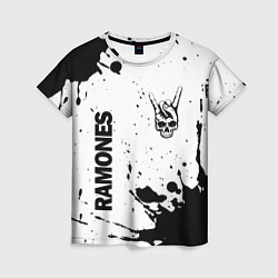 Женская футболка Ramones и рок символ на светлом фоне