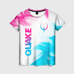 Женская футболка Quake neon gradient style: надпись, символ