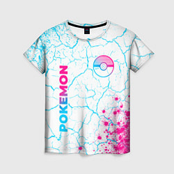 Женская футболка Pokemon neon gradient style: надпись, символ