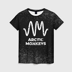 Футболка женская Arctic Monkeys с потертостями на темном фоне, цвет: 3D-принт