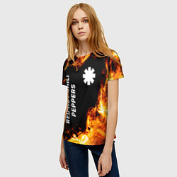 Футболка женская Red Hot Chili Peppers и пылающий огонь, цвет: 3D-принт — фото 2