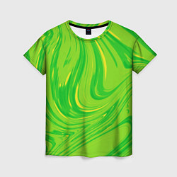 Футболка женская Насыщенный зеленый абстракция, цвет: 3D-принт