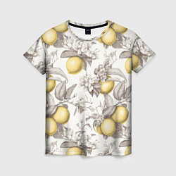 Женская футболка Лимоны - винтаж графика: паттерн