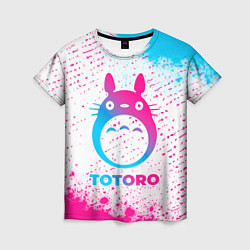 Женская футболка Totoro neon gradient style